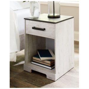 Shawburn 16" Nightstand, Whitewash/Charcoal Gray