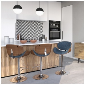 Simpli Home Marana Adjustable Swivel Bar Stool, Distressed Blue