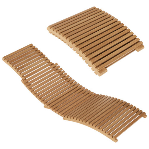 Teak Wood Patio Folding Chaise Lounge Chair with Slatted Seat-1