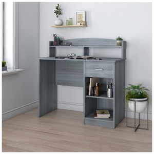 Techni Mobili Modern Office Desk with Hutch, Gray
