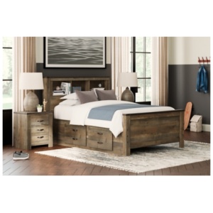 Trinell Full Bookcase Bed with 2 Storage Drawers, Brown