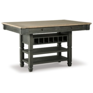 Tyler Creek Counter Height Dining Table with Wine Storage Rack, Black/Gray
