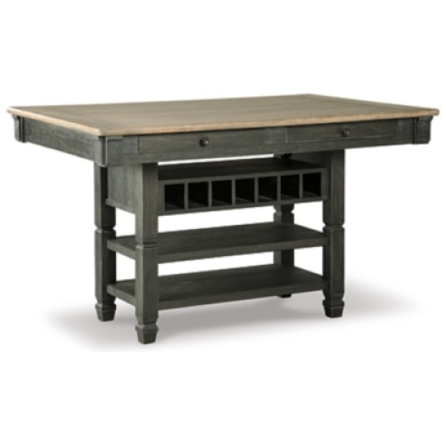 Tyler Creek Counter Height Dining Table with Wine Storage Rack, Black/Gray