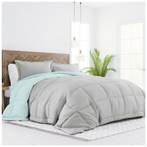 iEnjoy Home Reversible King/California King Down Alternative Comforter, Aqua/Gray