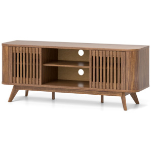 2-Door TV Stand for TVs up to 60 Inches with Adjustable Shelves-Walnut