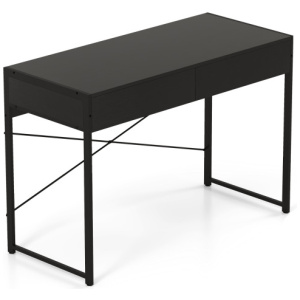 2-Drawer Home Office Desk with Steel Frame-Black