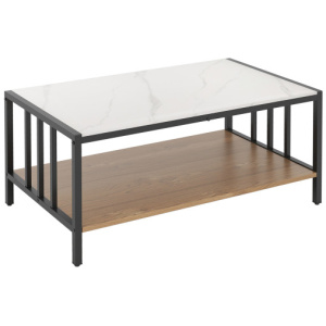 2 Tier Coffee Table with Sintered Stone Tabletop-White