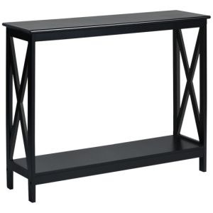 2-Tier Console X-Design Sofa Side Accent Table-Black