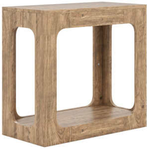 2-Tier End Table with Storage Shelf for Living Room-Oak