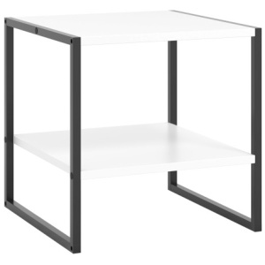 2-Tier Square End Table with Storage Shelf Reversible Design-White