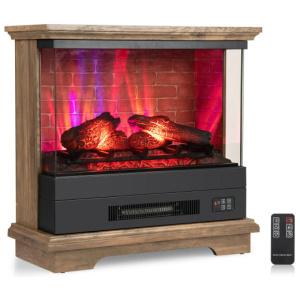 27 Inch Freestanding Fireplace with Remote Control-Brown