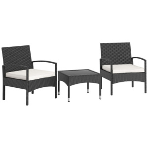 3-Piece Patio Furniture Set Rattan Bistro Chairs with Table-Beige