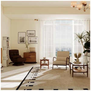 3 Piece Rattan and Wood Living Room Set with Side Table Coffee Table and TV Stand