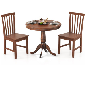 3 Pieces Wooden Dining Table and Chair Set for Cafe Kitchen Living Room