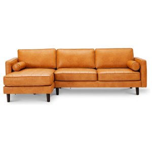 3-Seat L-Shaped Sectional Sofa Couch for Living Room-Brown