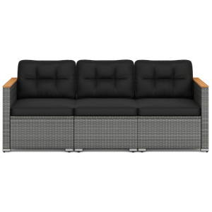 3-Seat Patio Couch Sofa PE Rattan Loveseat Furniture Set with Deep Seating and Cushion-Mix Grey