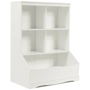 3-Tier Children's Multi-Functional Bookcase Toy Storage Bin Floor Cabinet-White