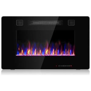 30-Inch Recessed Ultra Thin Electric Fireplace Heater with Glass Appearance