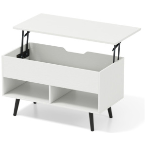 31.5 Inch Lift-Top Coffee Table with Hidden Storage and 2 Open Shelves-White