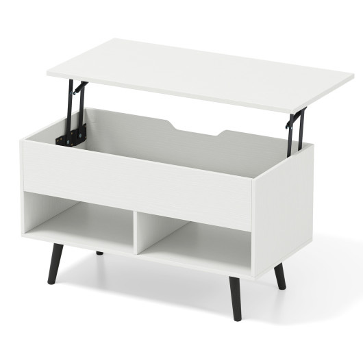 31.5 Inch Lift-Top Coffee Table with Hidden Storage and 2 Open Shelves-White