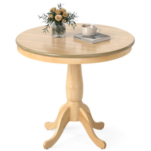 32 Inch Wooden Round Pub Pedestal Side Table-natural