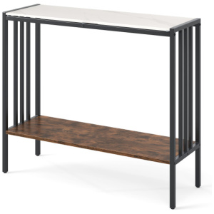 36 Inch Console Table 2-Tier Industrial Foyer Table with Sintered Stone Tabletop