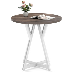 36 Inch Round Dining Table with Metal Pedestal Base-Natural