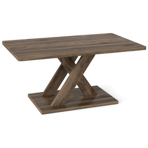 37.5 Inch Rectangular Coffee Table with Stable Base and Rubber Wood Connection for Living Room-Brown