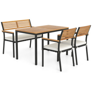 4-Piece Patio Furniture Set Outdoor Dining Chair Set-White