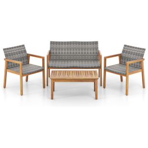 4-Piece Patio Furniture Set with Loveseat Single Chairs and Coffee Table