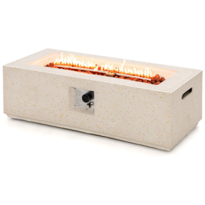 42 Inch 50, 000 BTU Rectangle Terrazzo Fire Pit Table with PVC Cover-White