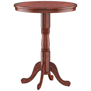 42 Inch Wooden Round Pub Pedestal Side Table with Chessboard