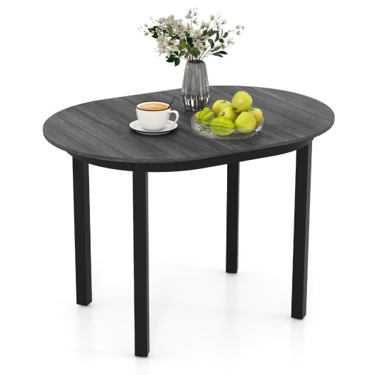 43 Inch Wooden Dining Table with Rubber Wood Legs for 2-4 People-Black