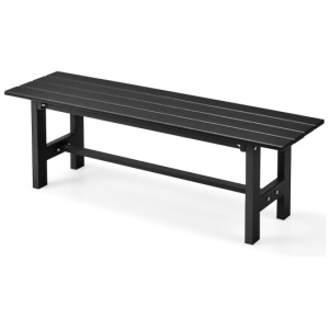 47 Inch Outdoor Chair with Slatted Seat Plastic Coated Iron Frame-Black