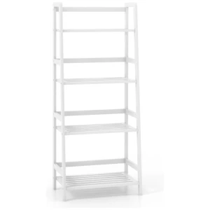47.5 Inch 4-Tier Multifunctional Bamboo Bookcase Storage Stand Rack-White
