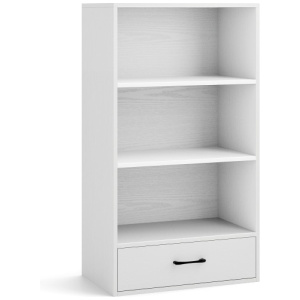 48 Inch Tall 4 Tiers Wood Bookcase with Drawer-White