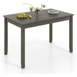 48-Inch Wooden Dining Table for 4 People Rectangular Kitchen Table with Rubber Wood Legs-Gray
