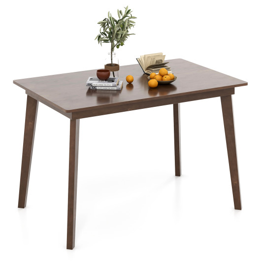 48 Inch Wooden Dining Table with Rubber Wood Legs for 4 People-Brown