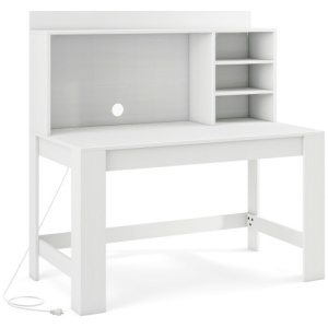 48 Inch Writing Computer Desk with Anti-Tipping Kits and Cable Management Hole-White