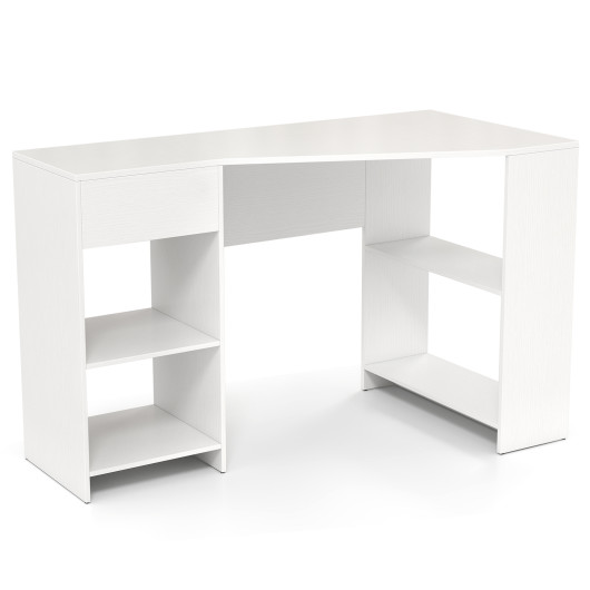 48 Inches L Shaped Corner Executive Computer Desk with Drawer-White