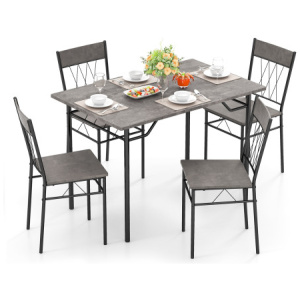5-Piece Dining Table Set for 4 with Kitchen Table and 4 Dining Chairs-Gray