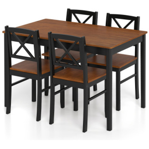 5 Piece Dining Table Set with Rectangular Kitchen Table and 4 Chairs for 4 People-Coffee
