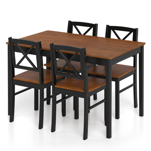 5 Piece Dining Table Set with Rectangular Kitchen Table and 4 Chairs for 4 People-Coffee
