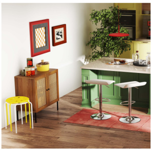 5-Piece Kitchen & Dining Bundle: Adjustable Bar Stools (Set of 2) + Stackable Stools (Set of 6) + Rattan Storage Sideboard