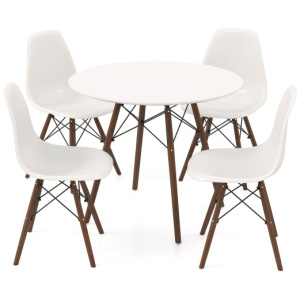 5 Pieces Dining Table Set With Solid Wood Leg-Beige