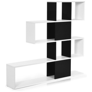 5-Tier Bookshelf Corner Ladder Bookcase with Storage Rack-Black & White