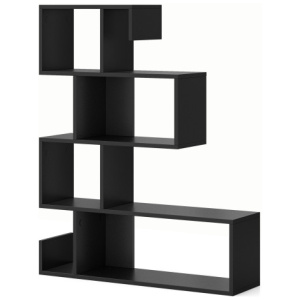 5-Tier S-Shaped Bookshelf Geometric Z-Shelf Bookcase with Open Cubes-Black