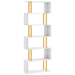 5-Tier/6-Tier Geometric Bookcase with Metal Frame and Anti-tipping Kits-6-Tier