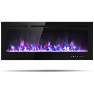 50 Inch Recessed Electric Insert Wall Mounted Fireplace with Adjustable Brightness