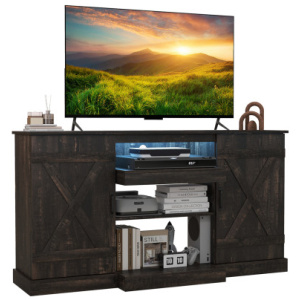 58 Inches TV stand for TVs up to 65 Inches with 20 Color Led Lights-Coffee